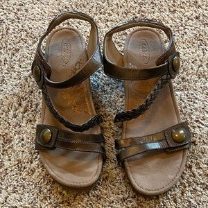 Aetrex Naya Bronze Wedge Sandal size 9-9.5